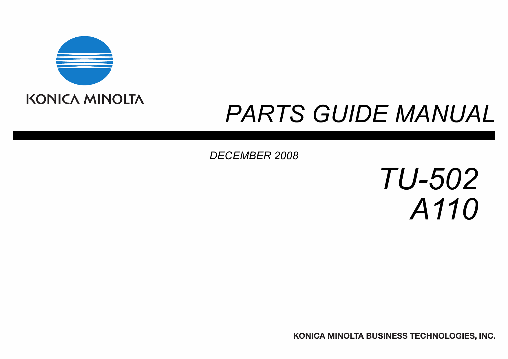 Konica-Minolta Options TU-501 A110 Parts Manual-1